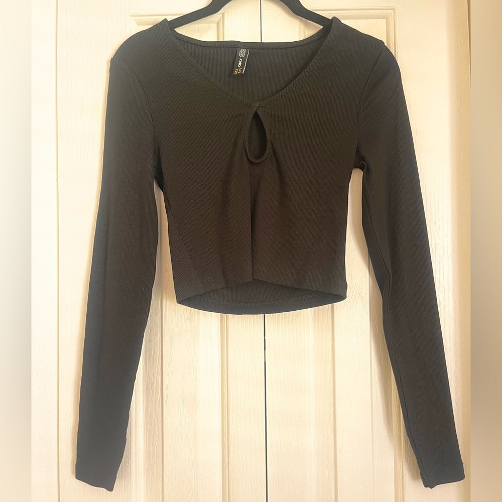 ONLY Black Keyhole Long Sleeve Blouse